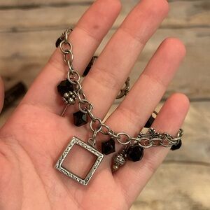 Sterling Silver and Onyx Picture Frame Charm Bracelet